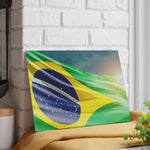 Cutting Board ( Glass ) - Brazilian Flag Decoration