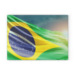 Cutting Board ( Glass ) - Brazilian Flag Decoration