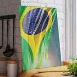 Cutting Board ( Glass ) - Brazilian Flag Decoration