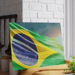 Cutting Board ( Glass ) - Brazilian Flag Decoration