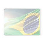 Cutting Board ( Glass ) - Brazilian Flag Decoration